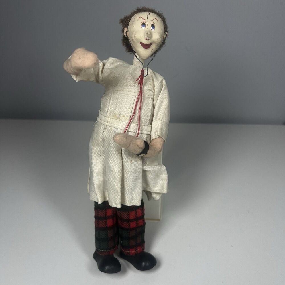 Rare Vintage Klumpe Roldan Doll Male Doctor In Lab Coat